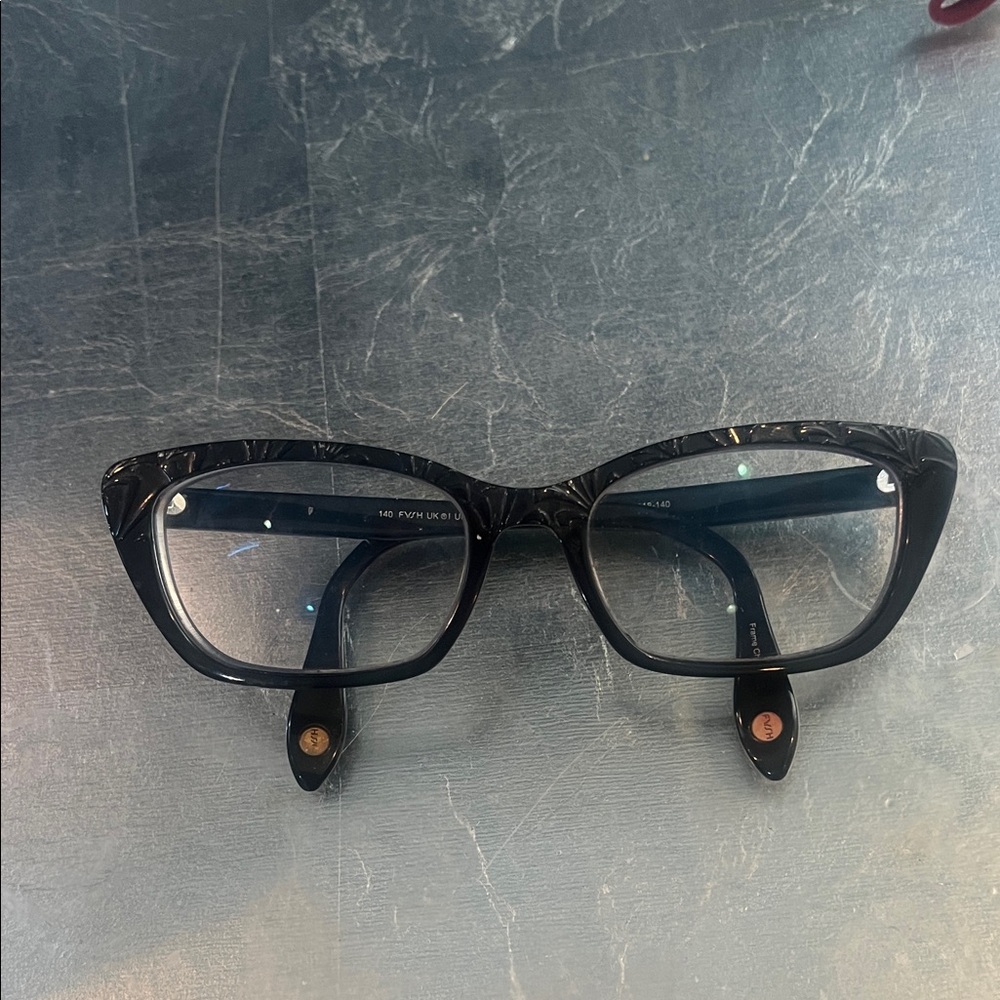 Vintage GUC Black Marble Cat-Eye Glasses frames only